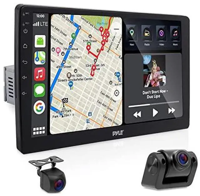 Main image of Pyle Single DIN Car Stereo Receiver-10'' 1080P HD Touch Screen Bluetooth Car Radio Audio Receiver Multimedia Player - WiFi/GPS/AM/FM, Mirror Link for Android/iOS, Front/Rear DVR Camera, Dual USB