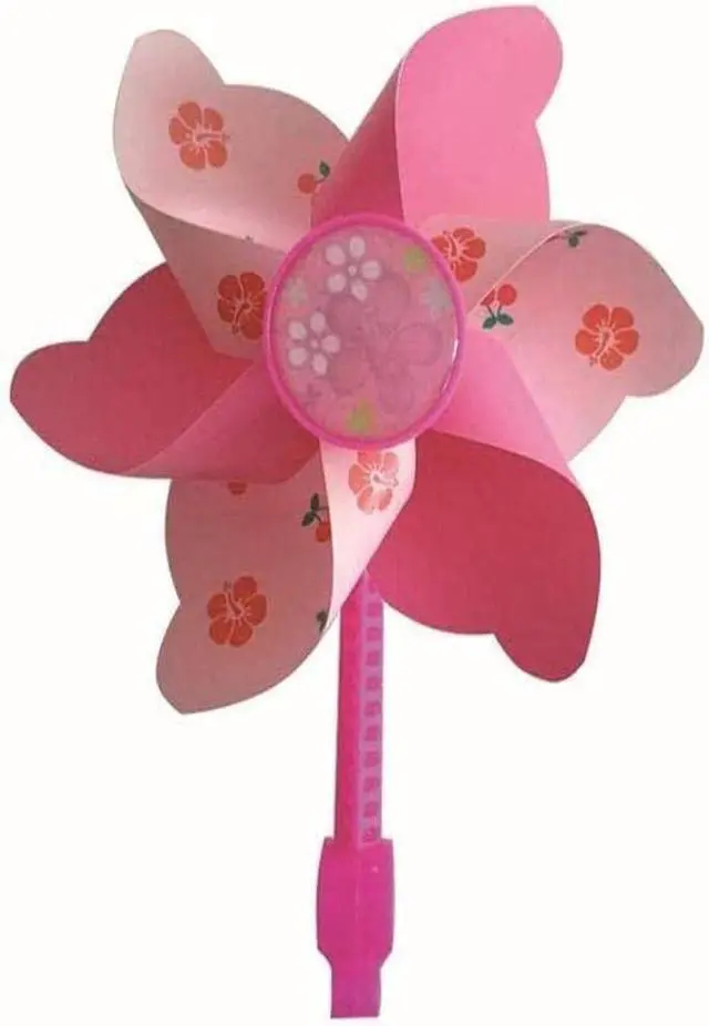 Main image of Pyle HURTLE Handlebar Pinwill - Spinning Flower Patterned Decoration for Kids Bike, Spins Automatically, Create Attraction, Fits Most Bicycle, Tricycle, Scooter Handlebars (Pink)