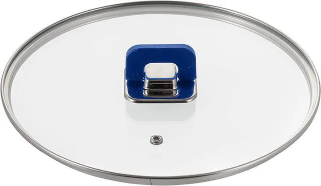 Main image of NutriChef Lid For 3.7 Quart Sautepan Pot - Non-Stick Stylish Kitchen Cookware with Foldable Knob, PFOA Free, Works with Model: NCCWSTKBUL (Blue)