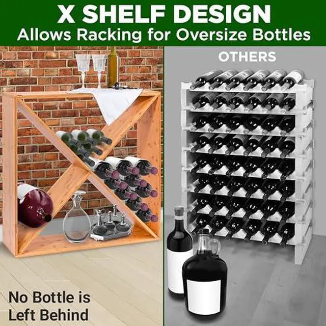 Alt view image 2 of 7 - NutriChef 24 Bottle Wine X Rack Shelf Insert - Compatible Modular Wine Rack System - Fits Standard, Magnum and Oversize Size Bottles