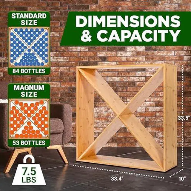 Alt view image 3 of 7 - NutriChef 24 Bottle Wine X Rack Shelf Insert - Compatible Modular Wine Rack System - Fits Standard, Magnum and Oversize Size Bottles
