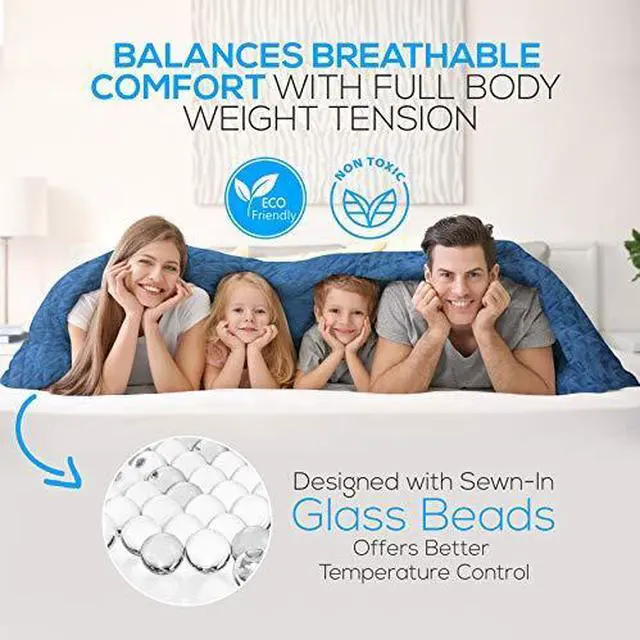 Alt view image 5 of 7 - SereneLife SLHVBLKT20 Weighted 60x80 Inches, 20 lbs with Removable Super Soft Minky Cover and Premium Glass Beads Filling for Adults and Children, Heavy Blanket for Bed Sofa (Queen Size, Blue)