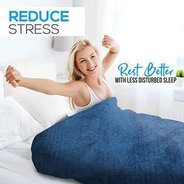 Alt view image 6 of 7 - SereneLife SLHVBLKT20 Weighted 60x80 Inches, 20 lbs with Removable Super Soft Minky Cover and Premium Glass Beads Filling for Adults and Children, Heavy Blanket for Bed Sofa (Queen Size, Blue)