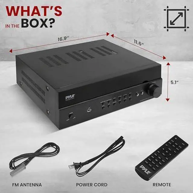 Alt view image 3 of 7 - Pyle Hi-Fi Wireless Bluetooth 5.0 Home Theater Receiver - 7.2 Channel Surround Sound Stereo Amp with ARC Support - MP3/USB/DAC/FM Radio - 1200W PMPO - HDMI - Remote Control - for Home Audio - PT885BT
