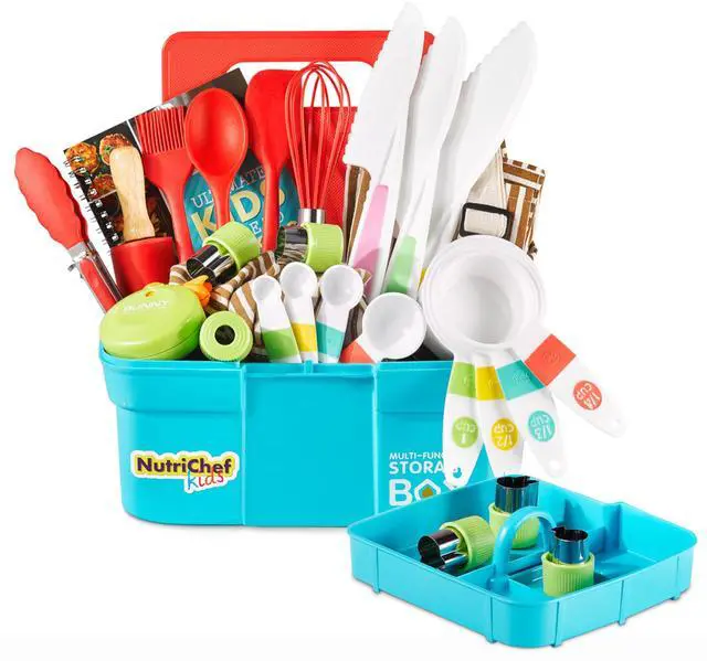 Main image of NutriChef Kids Kitchen Playset, Complete Kitchen Set for Kids with Apron, Utensils, Recipe Cards, Toddler Cookbook, Toolbox & More, Perfect Interactive Cooking Gift for Young Chefs and Beginners