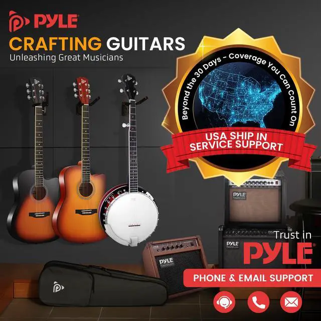 Alt view image 5 of 7 - Pyle 5 String Resonator Banjo - Full Size 24 Bracket, Geared 5th Tuner Professional Instrument w/Remo Drum & Hardwood Back - Full Beginner Starter Kit Gig Bag, Tuner, Strings, Picks, Strap, tools