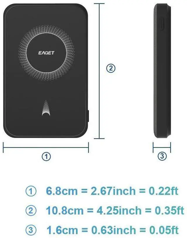 Alt view image 2 of 7 - EAGET EP06 Magnetic Power Bank, 10,000mAh Wireless Portable Charger, PD18W Fast Charging Battery Pack with USB-C for Magsafe, iPhone 16/16 Pro/15/15 Plus/15Pro/15 Pro Max, iPhone14/13/12 Series, Black