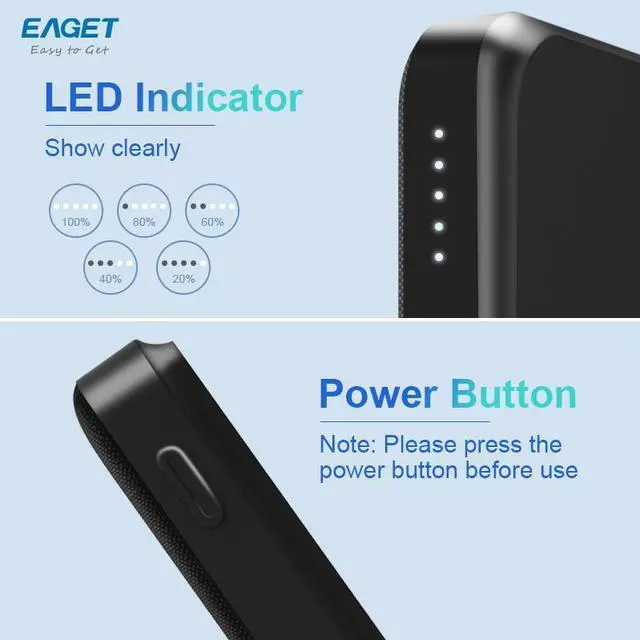Alt view image 5 of 7 - EAGET EP06 Magnetic Power Bank, 10,000mAh Wireless Portable Charger, PD18W Fast Charging Battery Pack with USB-C for Magsafe, iPhone 16/16 Pro/15/15 Plus/15Pro/15 Pro Max, iPhone14/13/12 Series, Black