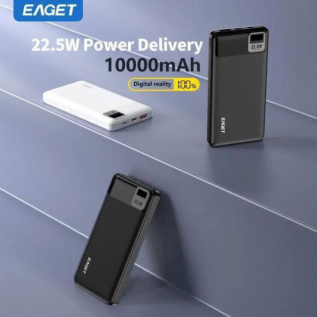 Alt view image 3 of 7 - EAGET EP04 Portable Charger, 10000mAh Power Bank, USB C in/Output Fast Charging 3-Output Mini Battery Pack Charger for iPhone 16 15 14 13 12 Samsung S23 Google iPad Tablet
