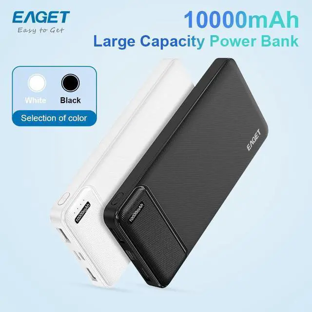 Alt view image 2 of 7 - EAGET EP02 10000mAh Dual USB Portable Charger, USB-C Fast Charging Power Bank, Slim Backup Charger Battery Pack Compatible with iPhone 16/15/14/13 Galaxy S24/22 Google iPad Android, White