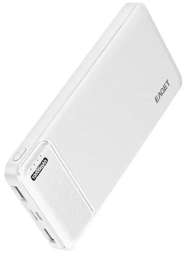 Main image of EAGET EP02 10000mAh Dual USB Portable Charger, USB-C Fast Charging Power Bank, Slim Backup Charger Battery Pack Compatible with iPhone 16/15/14/13 Galaxy S24/22 Google iPad Android, White