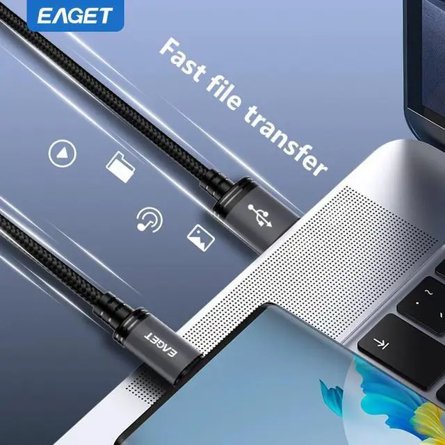 Alt view image 3 of 7 - EAGET EU404 6ft USB C Cable Superspeed USB 2.0 A to USB C Android Auto Cable, Fast Charging & Data Transfer Type C Charger Cord for iPhone 16/15 CarPlay Galaxy S24/S23/S22/S21 2m