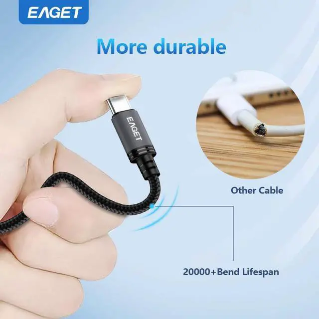 Alt view image 7 of 7 - EAGET EU404 6ft USB C Cable Superspeed USB 2.0 A to USB C Android Auto Cable, Fast Charging & Data Transfer Type C Charger Cord for iPhone 16/15 CarPlay Galaxy S24/S23/S22/S21 2m