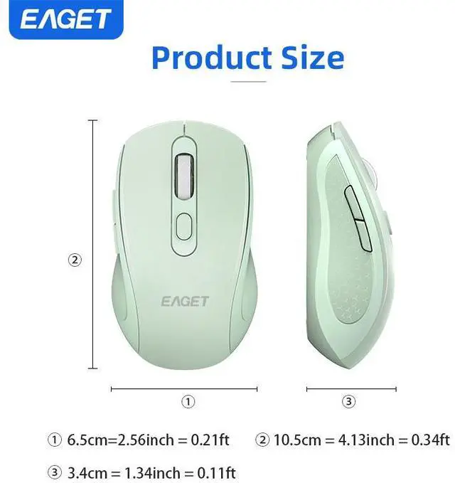 Alt view image 4 of 7 - Eaget EM08 Silent 2.4G and Bluetooth Mouse Dual Mode, Compact and Portable, Optical Tracking, Built-in Battery for Windows, macOS, ChromeOS, Compatible with PC, Mac, Laptop, Tablet (Green)