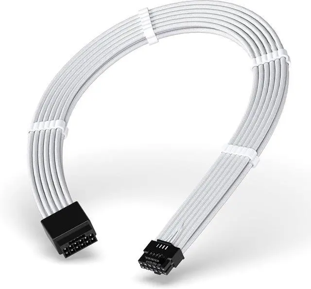 Main image of EZDIY-FAB GPU Power Sleeved Cable Extension, 16pin(12+4) 12VHPWR PCIe 5.0 Connector Male to Female for RTX 3090Ti 4070Ti 4080 4090, with Cable Combs-16AWG/White