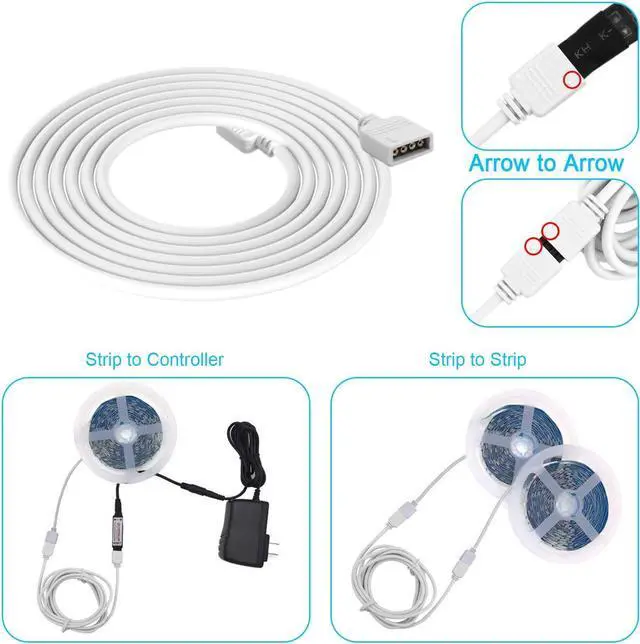 Alt view image 3 of 7 - 4Pin RGB LED Strip Connector Kit - Include 5050 2 Way RGB Splitter Cable, 6.6feet RGB Extension Cable, RGB Controller Jumper, LED RGB Jumper, L and T Shape Connectors, Male Connector, LED Strip Clip