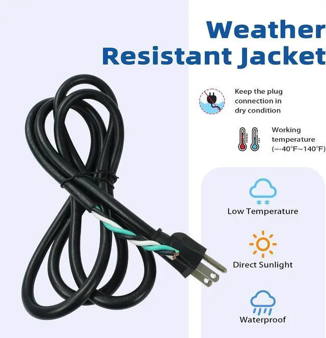 Alt view image 7 of 7 - EP 2 Pack 6 ft 14/3C SJTW Appliance and Power Tool Cord, 14 Gauge 3 Prong Heavy Duty Replacement Power Supply Cord Cable, 110V 115V 120V AC Pigtail, 15A, 1875w