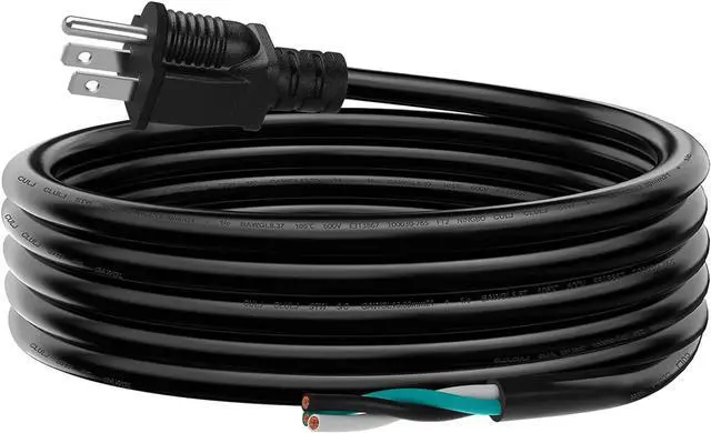 Main image of 6 FT 12 AWG 3 Prong Replacement Power Cord, 20 Amp 12 Gauge 3 Conductor Wire Extension Cable with Pigtail Open Wiring End