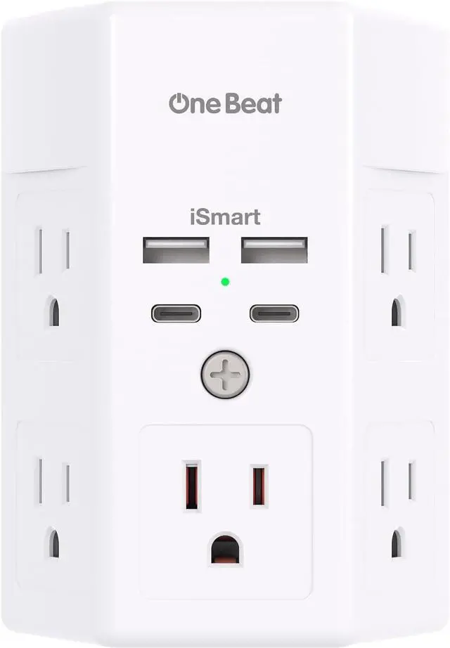 Main image of Multi Plug Outlet, Surge Protector, 5 Outlet Extender with 4 USB Charging Ports (2 USB C), USB C Wall Charger, 3-Sided 1800J Power Strip Outlets Splitter Wall Plug Adapter Spaced for Dorm Home Office