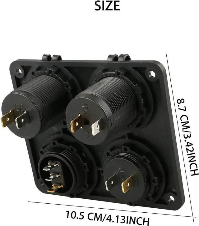 Alt view image 5 of 7 - Linkstyle 4 in 1 Charger Socket Panel, 12V Dual USB A Charger Port, Cigarette Lighter Socket, LED Voltmeter & ON Off Rocker Toggle Switch Car Marine Boat RV Truck