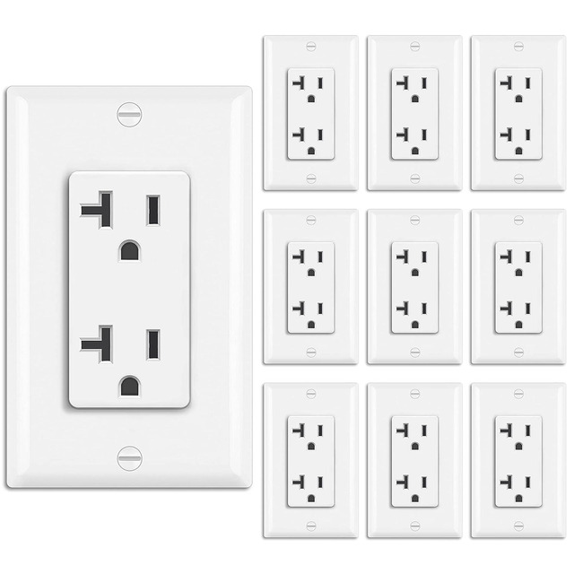 thumbnail image 2 of MICMI 20 Pack Black Decora Duplex Outlets – 20 Amp 125 Volt – With Wall Plates 2 of 5