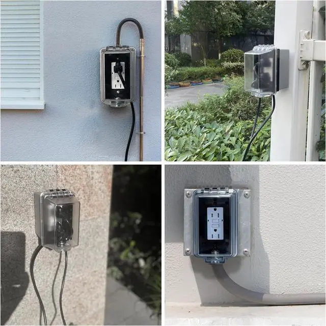 Alt view image 5 of 6 - 1-Gang Weatherproof Standard Electrical Outlet Cover with Lock, Baby Proof Outlet Lock Box, Fits Most 2.6 "H x 2.56 "W or Smaller Plugs,Clear Outlet Cover Box Fit for Outdoor in-Use (2pack)