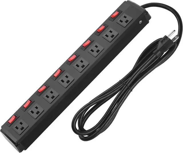 Main image of Metal Power Strip Individual Switches 8 Outlets, Heavy Duty Power Strip Surge Protector for Appliances, 6 FT Extension Cord Strip, 1200J Surge Protector 15A 120V 1800W.