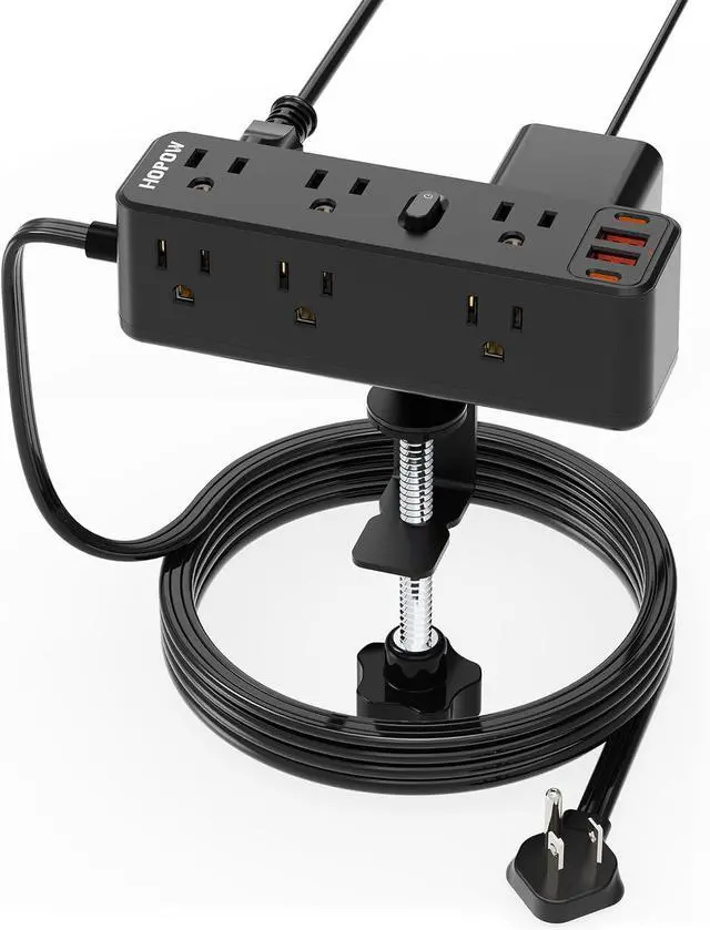 Main image of Desk Clamp Power Strip, Desktop Edge Mount Charging Station with 9 AC Outlets 4 USB (2 USB C), Fit 2.75" Tabletop, Under Desk Surge Protector 1700J, 10 Ft Extension Cord for Home Office, Black
