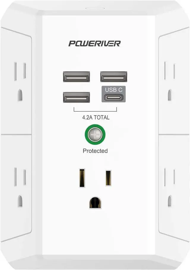 Main image of Surge Protector with 4 USB Ports - Multi Outlet Extender for Home, School and Office - ETL Listed, White