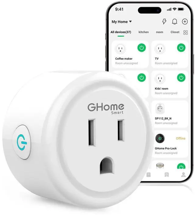 Main image of GHome Smart Plug,WiFi Smart Plugs Compatible with Alexa and Google Home,Smart WiFi Outlet with Remote Control and Timer Function,2.4GHz Wi-Fi Only,No Hub Required, ETL FCC Listed,White(1 Pack)