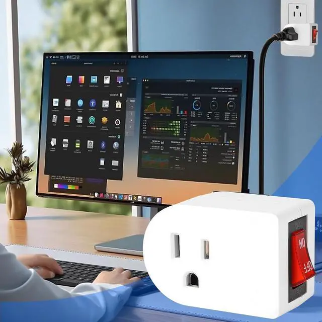 Alt view image 7 of 7 - VSEER Grounded Outlet with ON Off Switch (4 Pack), Single Power Adapter Outlet 15A 1875W/3 Prong Plug in White, ETL Listed
