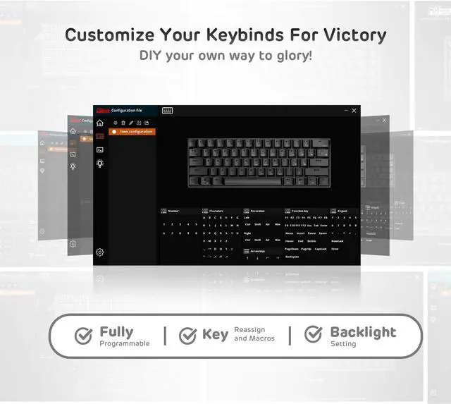 Alt view image 6 of 7 - RK ROYAL KLUDGE RK61 Wireless 60% Mechanical Gaming Keyboard, Ultra-Compact 60 Keys Bluetooth Mechanical Keyboard with Programmable Software (Blue Switch, White)