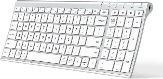 Main image of iClever BK10 Bluetooth Keyboard, Universal Bluetooth 5.1 Wireless Keyboard with Number Pad, Ergonomic Design, Multi-Device Compatibility, Stable Connection for Mac, iPad, iPhone, Android, Windows
