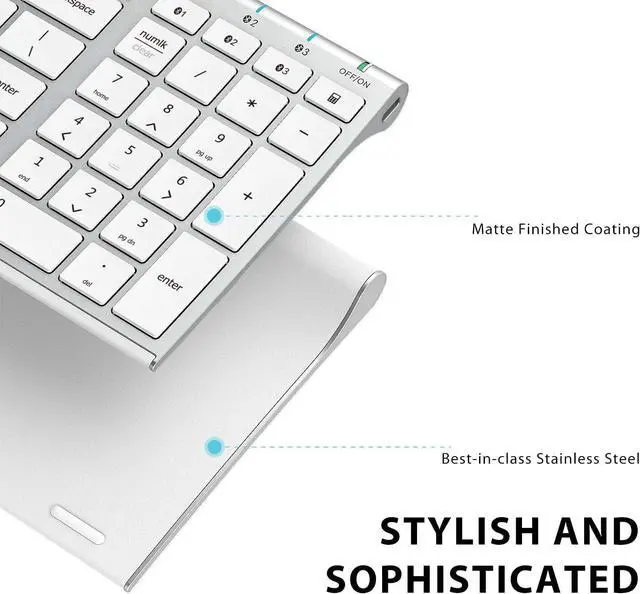 Alt view image 4 of 7 - iClever BK10 Bluetooth Keyboard, Universal Bluetooth 5.1 Wireless Keyboard with Number Pad, Ergonomic Design, Multi-Device Compatibility, Stable Connection for Mac, iPad, iPhone, Android, Windows