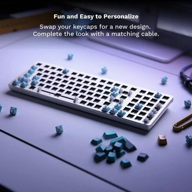 Alt view image 5 of 7 - Glorious GMMK 2 Small Gaming Keyboard Base- Barebones Kit- TKL Hot Swappable DIY White Mechanical Keyboard - Wired, RGB Backlit,- PC Setup Accessories- 65%, White