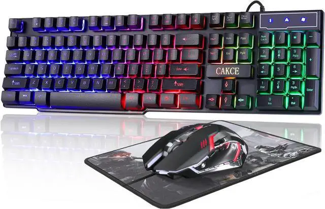 Main image of RGB Gaming Keyboard and Colorful Mouse Combo,USB Wired LED Backlight,Letter Glow,Mechanical Feeling for Laptop PC Computer Game and Work