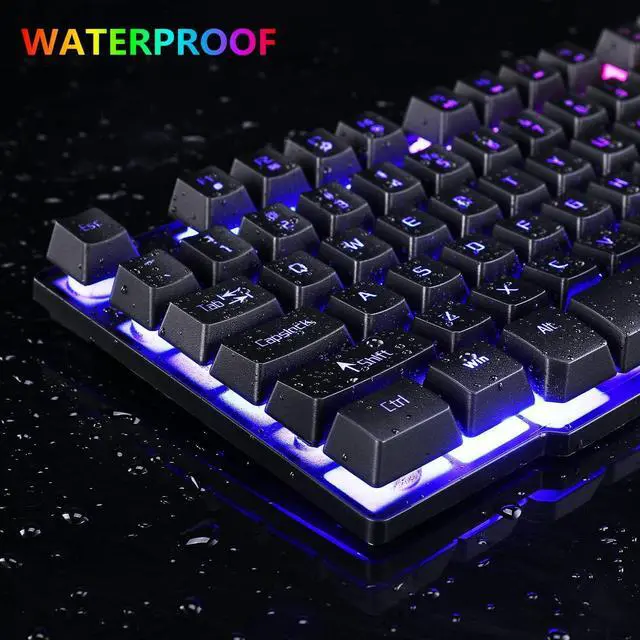 Alt view image 5 of 7 - RGB Gaming Keyboard and Colorful Mouse Combo,USB Wired LED Backlight,Letter Glow,Mechanical Feeling for Laptop PC Computer Game and Work