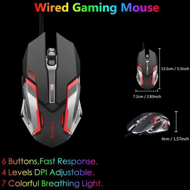 Alt view image 6 of 7 - RGB Gaming Keyboard and Colorful Mouse Combo,USB Wired LED Backlight,Letter Glow,Mechanical Feeling for Laptop PC Computer Game and Work