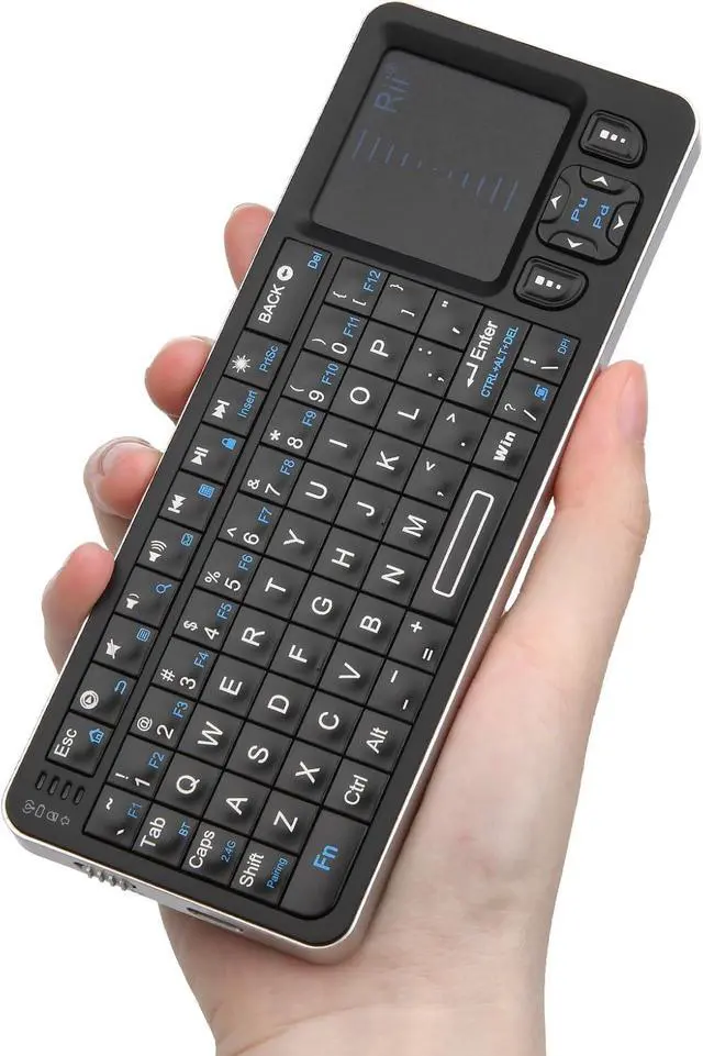 Alt view image 2 of 7 - Rii K06 Mini Bluetooth Keyboard,Backlit 2.4GHz Wireless Keyboard with IR Learning, Portable Lightweight with Touchpad Compatible with Android TV Box/Mac/Windows/HTPC/IPTV (2.4G and Bluetooth)