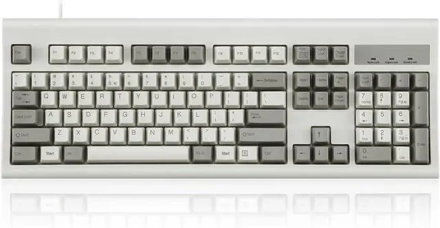 Main image of Perixx PERIBOARD-106M, Wired Performance Full-Size USB Keyboard, Curved Ergonomic Keys, Classic Retro Gray/White Color, US English Layout