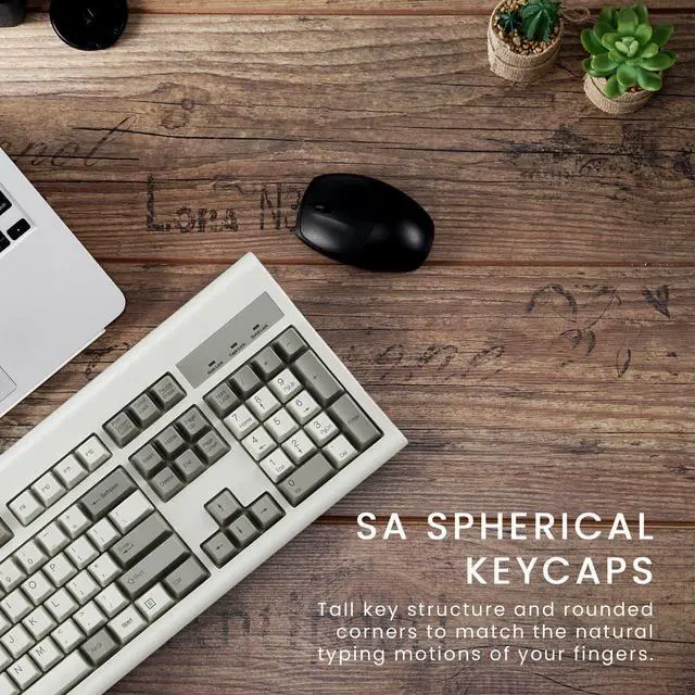 Alt view image 3 of 7 - Perixx PERIBOARD-106M, Wired Performance Full-Size USB Keyboard, Curved Ergonomic Keys, Classic Retro Gray/White Color, US English Layout