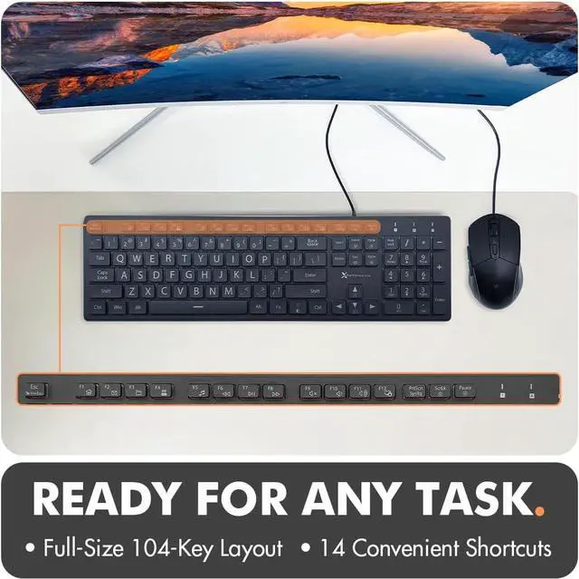Alt view image 5 of 7 - X9 Wired Keyboard and Mouse Combo - Large Print Backlit Keyboard and Mouse for Elderly, Low Vision, Visually Impaired - 7 LED Light Up Color, Lighted Large Letters for Laptop PC Computer USB