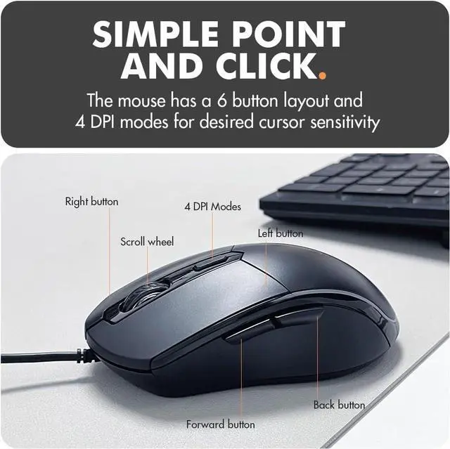 Alt view image 6 of 7 - X9 Wired Keyboard and Mouse Combo - Large Print Backlit Keyboard and Mouse for Elderly, Low Vision, Visually Impaired - 7 LED Light Up Color, Lighted Large Letters for Laptop PC Computer USB
