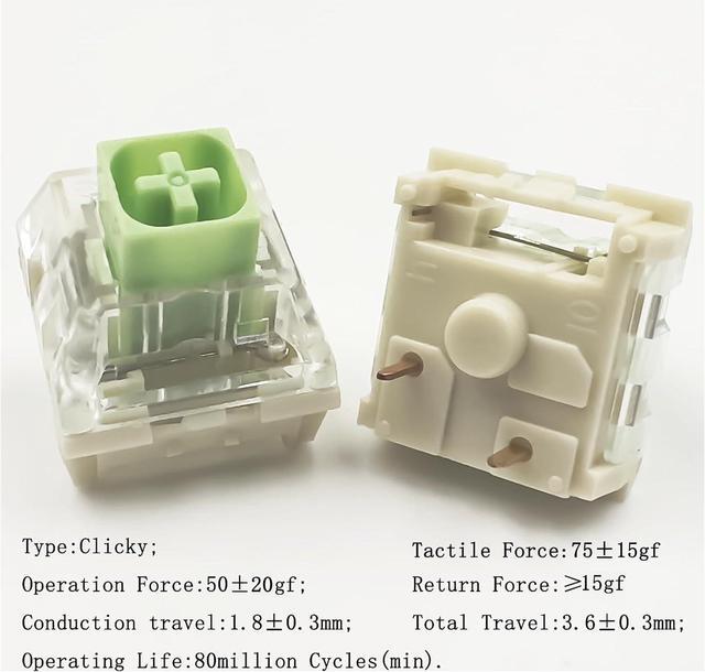 Alt view image 2 of 5 - Kailh Box Jade Switches for Mechanical Gaming Keyboard,3-Pin 50gf Clicky/lubed/Dust&Waterproof Switches(108Pcs,Kailh Box Jade)