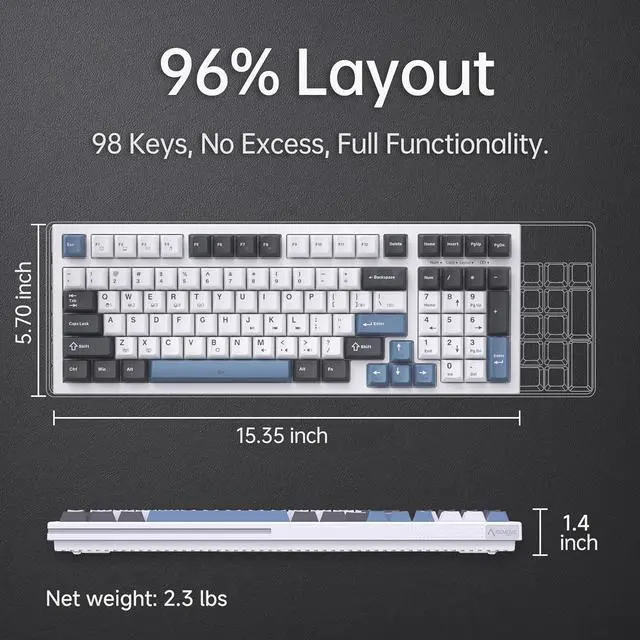 Alt view image 2 of 6 - KEMOVE K98SE Mechanical Gaming Keyboard, 98 Keys LED Backlit Programmable, 96% Wired Computer Keyboard with Double Sound Dampening Foam, Pre-lubed Red Switch