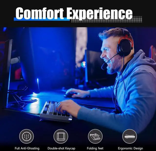 Alt view image 6 of 6 - KEMOVE K98SE Mechanical Gaming Keyboard, 98 Keys LED Backlit Programmable, 96% Wired Computer Keyboard with Double Sound Dampening Foam, Pre-lubed Red Switch