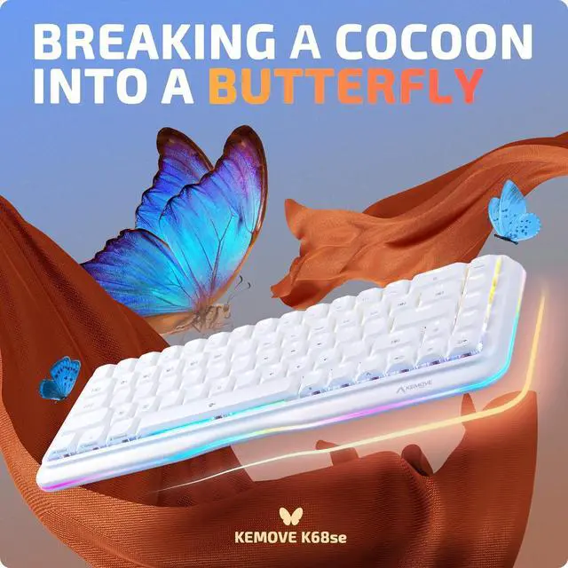 Alt view image 2 of 6 - KEMOVE K68se Gaming Mechanical Keyboard,60 Percent RGB Keyboard with Red Linear Switch,White