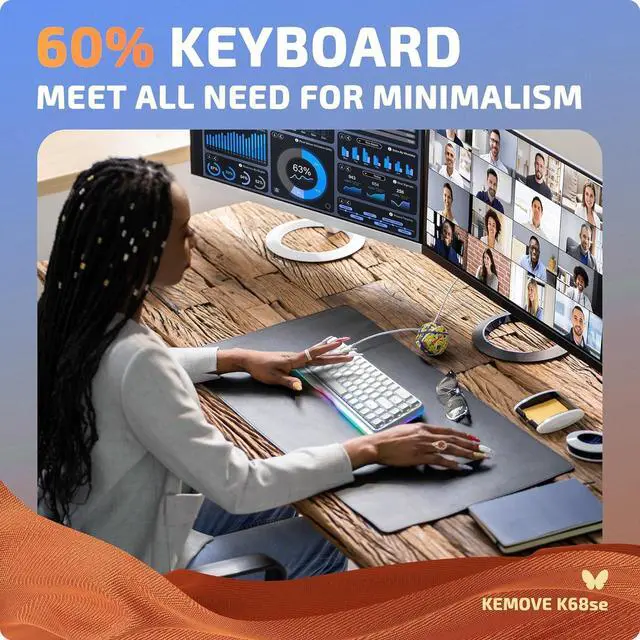 Alt view image 6 of 6 - KEMOVE K68se Gaming Mechanical Keyboard,60 Percent RGB Keyboard with Red Linear Switch,White