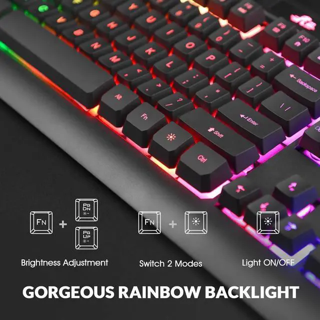 Alt view image 4 of 7 - Rii WIred Gaming Keyboard and Mouse Combo,Mechanical Feel Full Size LED Keyboard, RGB 2400 Mice, for Gaming or Working/Office(RK900)