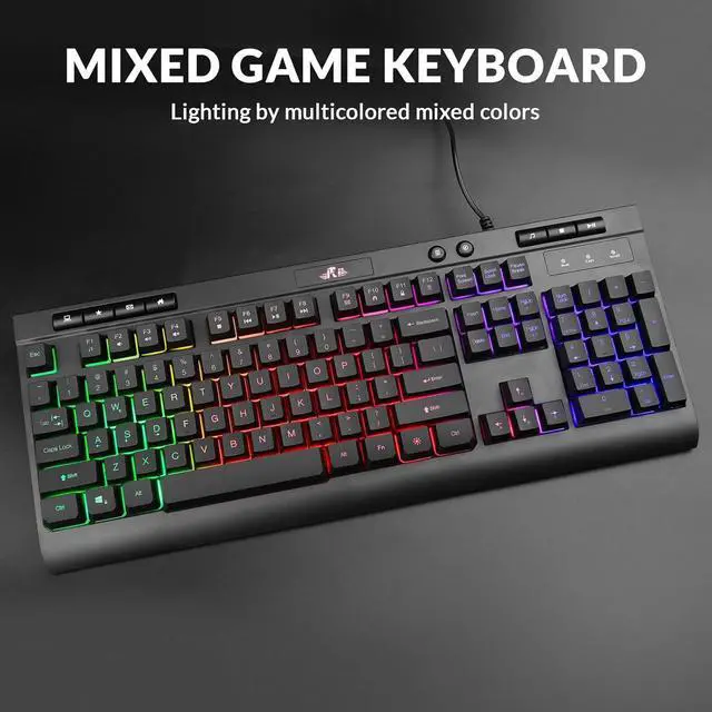 Alt view image 5 of 7 - Rii WIred Gaming Keyboard and Mouse Combo,Mechanical Feel Full Size LED Keyboard, RGB 2400 Mice, for Gaming or Working/Office(RK900)